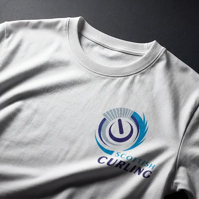 Scottish Curling – branded apparel White t-shirt printed with the Scottish Curling logo